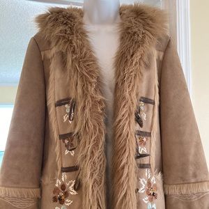 BOHO Faux Suede & Fur Parka with Hood